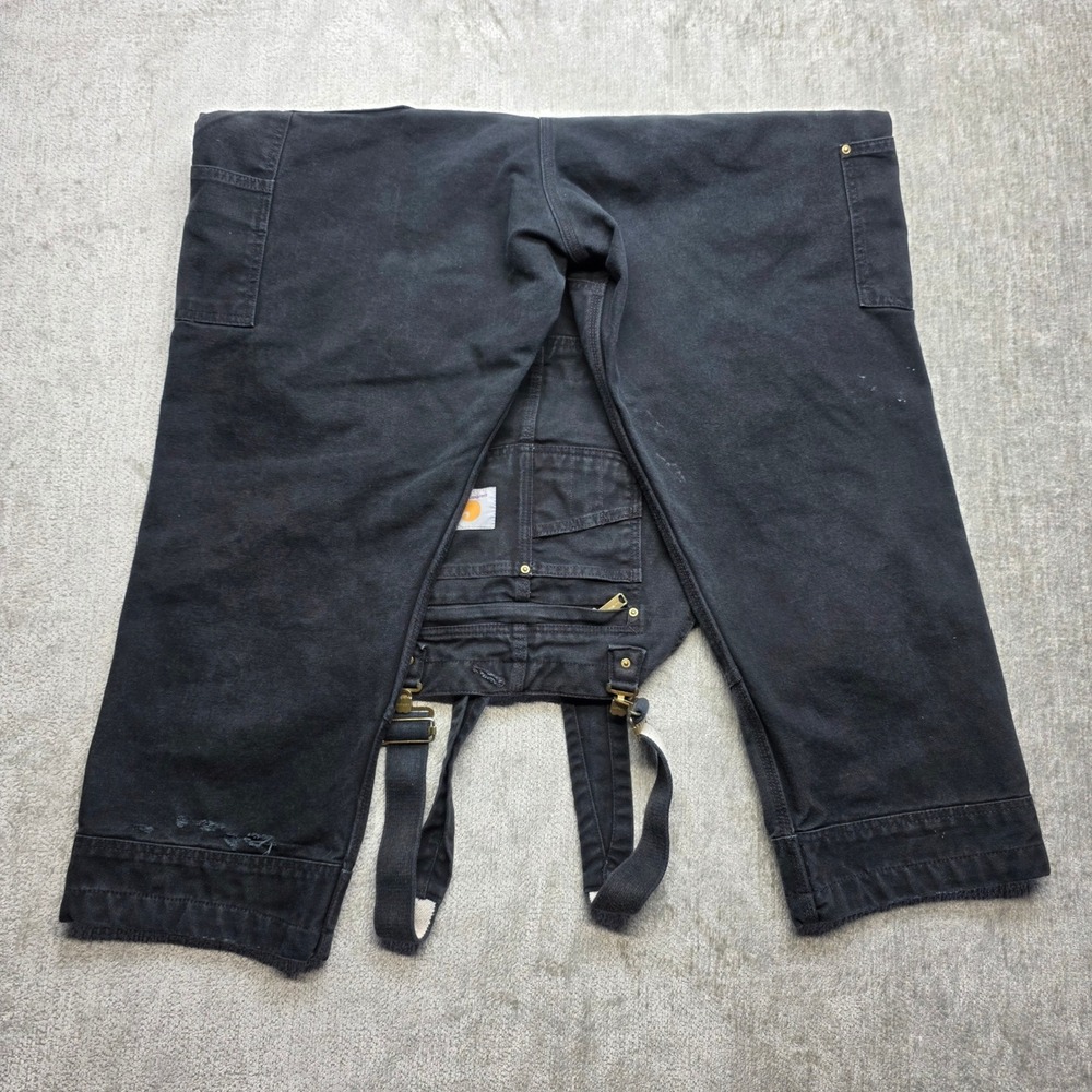 Carhartt Mens Black Duck Canvas Bib Overalls Workwear R01 BLK 40x30 Utility - Picture 14 of 14